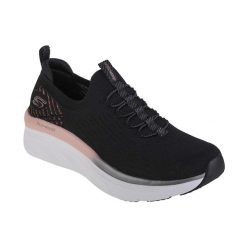 Buty do chodzenia damskie Skechers Dlux. Czarne obuwie sportowe damskie Skechers, bez wzorów, z gumy, trekkingowe. Za 399.99 zł.