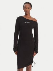 Karl Lagerfeld Jeans Sukienka codzienna B1W13045 Czarny Slim Fit. Czarne sukienki damskie Karl Lagerfeld Jeans, na co dzień, l, bez wzorów, z jeansu, bez kołnierzyka, bez ramiączek, proste. Za 569.99 zł.