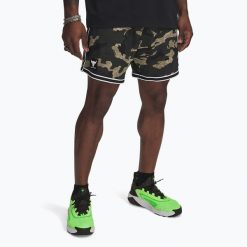 Spodenki męskie Under Armour Project Rock Mesh. Zielone buty sportowe męskie Under Armour, m, bez wzorów, z meshu, na fitness i siłownię. Za 209.99 zł.