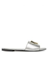 LOVE MOSCHINO Klapki JA28161G0MIF090B Srebrny. Szare klapki damskie Love Moschino, bez wzorów, ze skóry, bez obcasa. Za 509.99 zł.