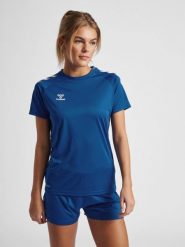 Koszulka damska Hummel Core Poly. Niebieskie koszulki sportowe damskie Hummel, l, bez wzorów, z materiału, bez kołnierzyka, bez ramiączek, do piłki ręcznej. Za 108.50 zł.