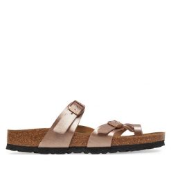 Japonki Birkenstock. Czerwone klapki damskie Birkenstock, bez wzorów, bez obcasa. Za 399.99 zł.