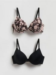 Siateczkowy biustonosz push up 2 pack - czarny. Czarne biustonosze Reserved, bez wzorów. Za 99.99 zł.