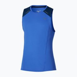 Koszulka do biegania męska Mizuno Active DryAeroFlow Tank Top. Niebieskie koszulki sportowe męskie Mizuno, l, bez wzorów, z materiału, sportowe, bez kołnierzyka. Za 209.99 zł.
