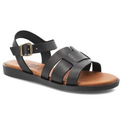 Sandały damskie Hee, cholewka szerokie paski regulowany pasek zapięcie na sprzączkę odkryty nosek płaska podeszwa, czarne, 26363. Czarne paski damskie Hee, bez wzorów. Za 289.00 zł.