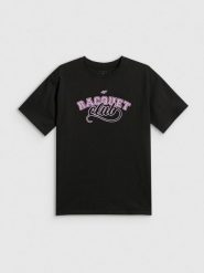 4F T-shirt oversize z nadrukiem dziewczęcy - czarny 134/140 (8-10 lat). Czarne t-shirty damskie 4f, bez wzorów, z bawełny, bez ramiączek. Za 59.99 zł.