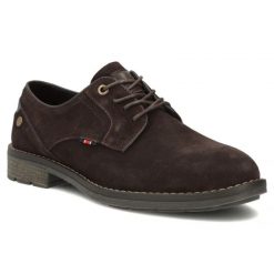 Skórzane półbuty męskie casual zamsz ciemny brąz Filippo MP8317. Półbuty na co dzień męskie Filippo, ze skóry, casualowe, bez zapięcia. Za 189.99 zł.