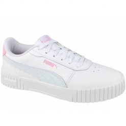 Buty do chodzenia damskie Puma Carina 2.0 Jr. Białe obuwie sportowe damskie Puma, bez wzorów, z materiału, trekkingowe. Za 251.00 zł.