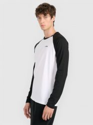 4F Longsleeve regular z nadrukiem męski - biały XXL. Białe bluzki z długim rękawem męskie 4f, m, bez wzorów, bez kołnierzyka. Za 79.99 zł.