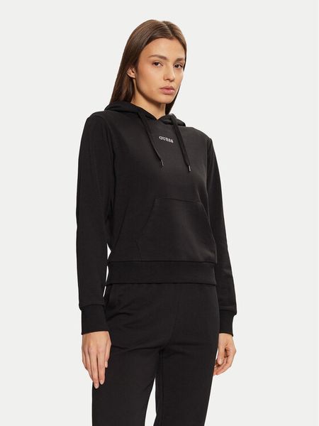 Guess Bluza O5RQ02 KCO31 Czarny Regular Fit. Czarne bluzy damskie Guess, m, z aplikacjami, z bawełny, bez kaptura. Za 179.99 zł.