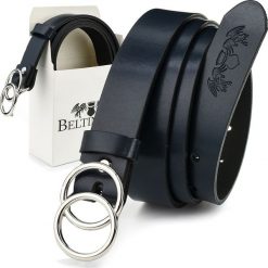 Beltimore Beltimore skórzany damski pasek granatowy 3 cm U70. Niebieskie paski damskie Beltimore, bez wzorów. Za 49.99 zł.