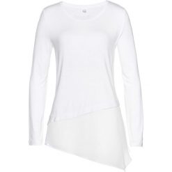 Długi shirt z szyfonem bonprix biały. Bluzki damskie marki bonprix. Za 59.99 zł.