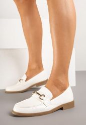 Białe Klasyczne Mokasyny z Elegancką Aplikacją Frolvia. Białe mokasyny damskie Born2be, biznesowe. Za 79.99 zł.
