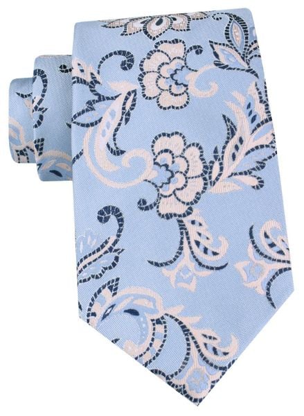 Męski Krawat - Chattier - Błękit z Kwiatowym Wzorem. Niebieskie krawaty i muchy Chattier, bez wzorów, z tkaniny, eleganckie. Za 55.00 zł.