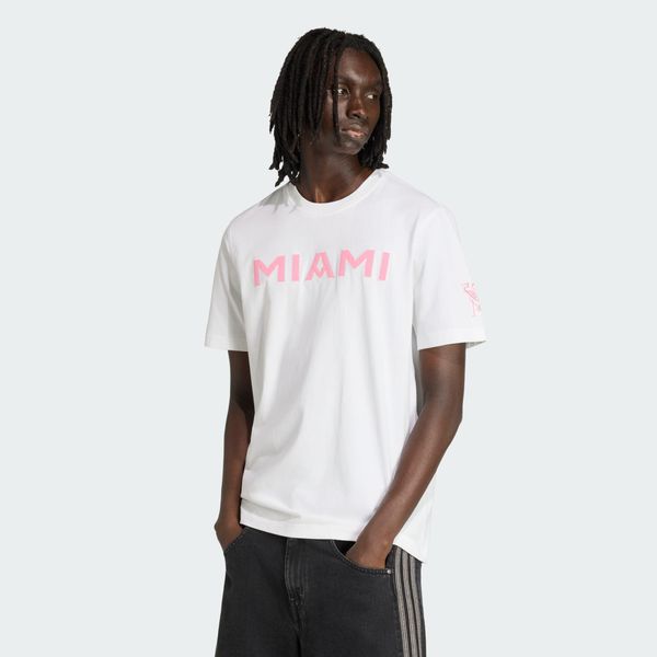 Koszulka Inter Miami CF. Białe koszulki sportowe męskie Adidas, xs, bez wzorów, z bawełny, bez kołnierzyka, bez ramiączek, do piłki nożnej. Za 179.00 zł.