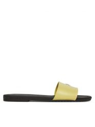Calvin Klein Jeans Klapki Flat Sandal Slide Mg YW0YW01697 Żółty. Żółte klapki damskie Calvin Klein Jeans, bez wzorów, z jeansu, bez obcasa. Za 209.99 zł.