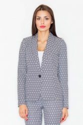 Elegancki Wzorzysty Żakiet na Jeden Guzik Wzór 29. Czarne żakiety damskie Figl, l, bez wzorów, z materiału, eleganckie. Za 279.00 zł.