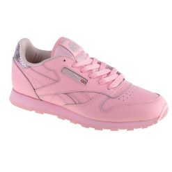 Buty sportowe dla dziewczynki, Reebok Classic Leather Metallic. Czerwone buty sportowe dziewczęce Reebok, bez wzorów, z materiału, bez zapięcia, trekkingowe, Reebok Classic. Za 99.99 zł.