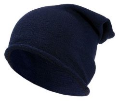 Granatowa Męska Jesienno-Zimowa Czapka, Krasnal, Ciepła, Uniwersalny Rozmiar, Długa. Niebieskie czapki i kapelusze męskie Pako Jeans, na zimę, bez wzorów, ze splotem. Za 35.00 zł.