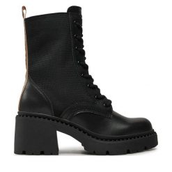 Trzewiki Pepe Jeans. Czarne botki damskie Pepe Jeans, z jeansu, bez obcasa, na słupku, bez zapięcia. Za 529.99 zł.