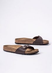 Klapki damskie Birkenstock Madrid BS (0040393). Brązowe klapki damskie Birkenstock, bez wzorów, młodzieżowe, bez obcasa. Za 269.99 zł.