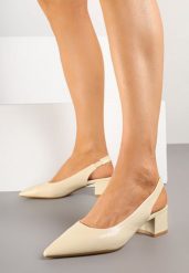 Beżowe Sandały Slingback Vices na Słupku Zdobione Perforacją Telanisia. Brązowe sandały damskie Born2be, z aplikacjami, z jeansu, bez obcasa, na obcasie, bez zapięcia. Za 54.99 zł.