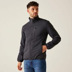 Softshell turystyczny męski Romain. Szare kurtki sportowe męskie Regatta, m, bez wzorów, z materiału, trekkingowe. W wyprzedaży za 279.99 zł.