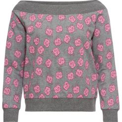 Bluza dresowa z dekoltem "carmen" bonprix szary melanż z nadrukiem. Bluzy damskie bonprix. Za 54.99 zł.