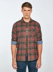Koszula męska flanelowa w kratę bordowo-khaki Koner 303. Zielone koszule męskie Big Star, l, bez wzorów, z materiału, klasyczne, bez kołnierzyka, bez ramiączek. Za 229.99 zł.