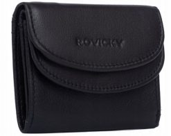 Portfel damski Rovicky R-19-LFN czarny. Czarne portfele damskie ROVICKY, bez wzorów, ze skóry. Za 49.99 zł.