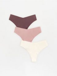 Bezszwowe majtki figi 3 pack - złamana biel. Figi damskie Reserved, l, bez wzorów, z dzianiny. Za 59.99 zł.
