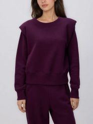 Bluza z poduszkami na ramionach - ciemnofioletowy. Fioletowe bluzy damskie Reserved, l, bez wzorów, z bawełny, bez kaptura. Za 119.99 zł.