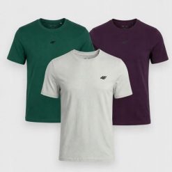 KOMPLET MĘSKICH KOSZULEK 4F ZESTAW T-SHIRT 3PAK. T-shirty męskie 4f, m, bez wzorów, z bawełny, sportowe, bez kołnierzyka. Za 117.99 zł.