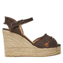 Espadryle Castañer. Brązowe sandały damskie Castañer, bez wzorów, bez obcasa, bez zapięcia. Za 489.99 zł.