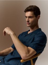 Lniana koszula regular fit - ciemny turkus. Koszule męskie Reserved, l, bez wzorów, bez kołnierzyka, bez ramiączek. Za 159.99 zł.