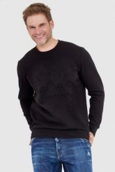 LA MARTINA Czarna bluza męska z tłoczonym logo, Rozmiar XXL. Czarne bluzy męskie La Martina, l, bez wzorów, bez kaptura. W wyprzedaży za 370.99 zł.