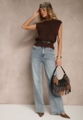 Jasnoniebieskie Jeansy High Waist o Szerokim Kroju Peiva. Niebieskie jeansy damskie Renee, z podwyższonym stanem. Za 119.99 zł.
