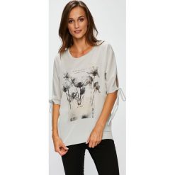Sublevel - Top. Szare topy damskie Sublevel, z nadrukiem, z materiału, z okrągłym kołnierzem, z krótkim rękawem. W wyprzedaży za 49.90 zł.