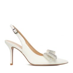 Szpilki Eva Minge. Białe szpilki damskie Eva Minge, bez wzorów, bez obcasa, bez zapięcia. Za 399.99 zł.