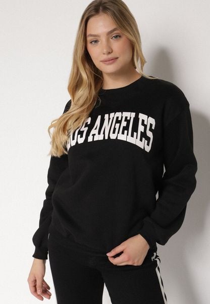 Czarna Bluza z Bawełną i Napisem Fezorla. Czarne bluzy damskie Born2be, l, bez wzorów, z bawełny, bez kaptura. Za 69.99 zł.