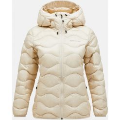 Kurtka Peak Performance puchowa damska Helium Down Hood Jacket beżowa - S. Brązowe kurtki damskie Peak Performance, m, bez wzorów, z puchu, bez kaptura. W wyprzedaży za 999.00 zł.