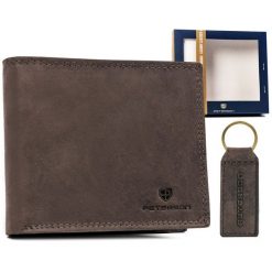 Zestaw prezentowy Peterson PTN SET-M-N992-CHM c. brązowy. Brązowe portfele męskie Peterson, bez wzorów, ze skóry. Za 169.99 zł.