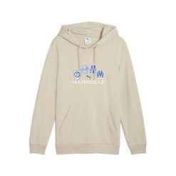 Bluza z kapturem OM. Brązowe bluzy męskie Puma, l, bez wzorów, z materiału, z kapturem, do piłki nożnej. Za 286.65 zł.