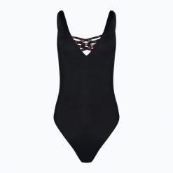 Strój kąpielowy jednoczęściowy damski EA7 Emporio Armani Water Sports BW Tape. Czarne kostiumy jednoczęściowe damskie EA7 Emporio Armani, l, bez wzorów, z elastanu, eleganckie, do pływania. Za 219.99 zł.