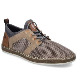 Półbuty męskie brązowe Rieker B5252-66. Brązowe półbuty na co dzień męskie Rieker, z tkaniny, bez zapięcia. Za 349.00 zł.