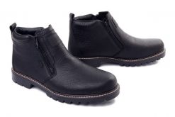 Rieker TEX 39871-00 black, botki męskie. Czarne botki męskie Rieker, bez wzorów, ze skóry, bez zapięcia. Za 479.90 zł.