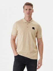 KARL LAGERFELD Polo 745015 562231 Beżowy Regular Fit. Brązowe koszulki polo męskie KARL LAGERFELD, m, bez wzorów, z bawełny, bez ramiączek. Za 459.99 zł.