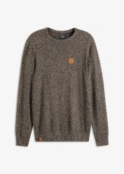 Cienki sweter z czystej bawełny. Brązowe swetry przez głowę męskie bonprix, l, bez wzorów, z bawełny, bez kołnierzyka. Za 129.99 zł.