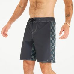 Spodenki surfingowe męskie Olaian 500 19" Arch Taow. Czarne kąpielówki męskie OLAIAN, l, z aplikacjami, z elastanu. Za 99.99 zł.