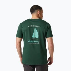 Koszulka męska Helly Hansen Shoreline 3.0. Zielone koszulki sportowe męskie Helly Hansen, m, bez wzorów, bez kołnierzyka, bez ramiączek, trekkingowe. Za 147.35 zł.